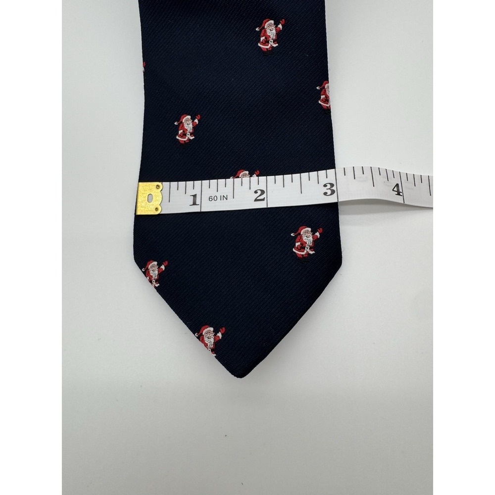 Renleigh Christmas Santa Tie Navy Blue Silk Blend Novelty Holiday Tie Classic - Picture 4 of 10